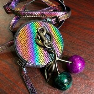 Iridescent Multucolor Rainbow Crossbody Bag PLUS Green/Pink Cherry Charm